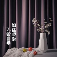 遮光隔热窗帘北欧简约挂钩式窗帘布2019新款卧室阳台全防晒遮阳布