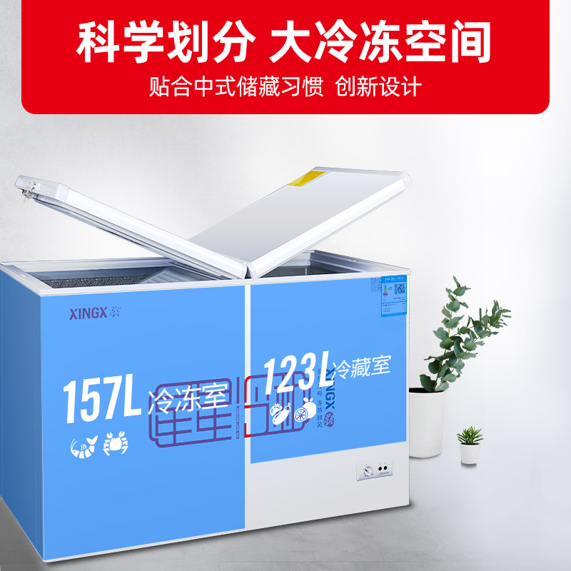 星星(XINGX)BCD-280HE双温柜 蝴蝶门280升双温双箱 家商两用 省电节能高清大图