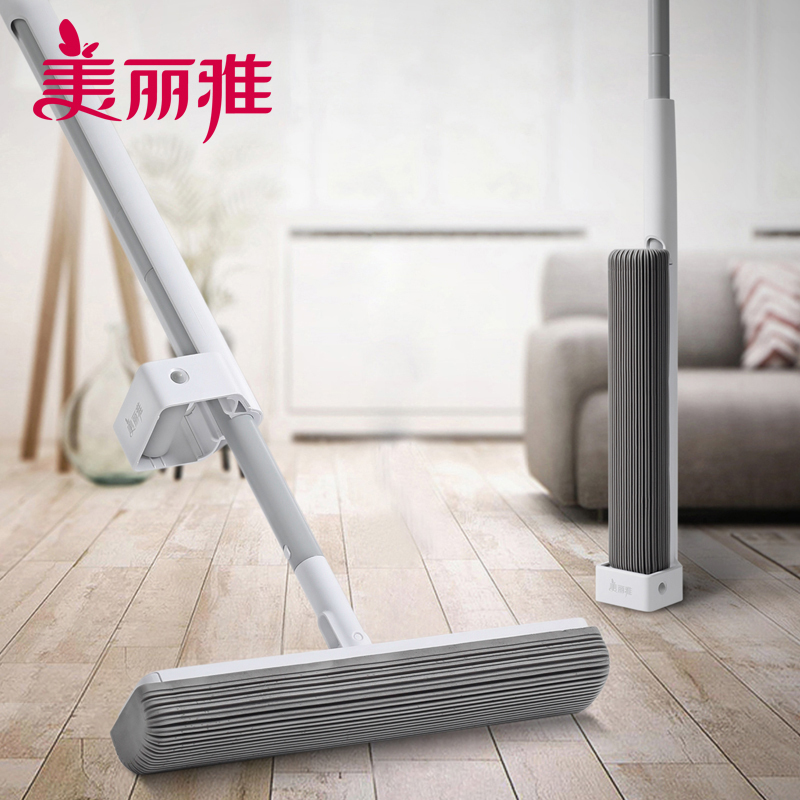 美丽雅 胶棉拖把家用清洁免手洗推拉挤水懒人胶棉拖(加赠棉头1个)