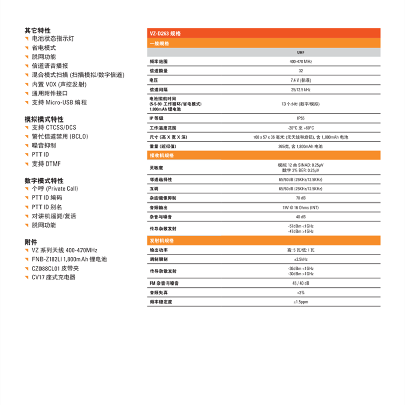 摩托罗拉(MAGONE )VZ-D263大功率对讲机数模两用手持式手台无线对讲机