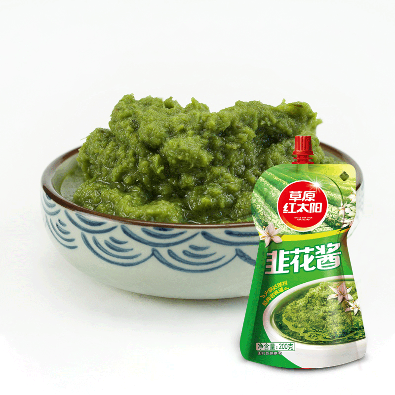 苏宁宜品自营草原红太阳韭菜花酱200g*3 新鲜内蒙古韭花酱纯手工自制农家袋装辣椒酱