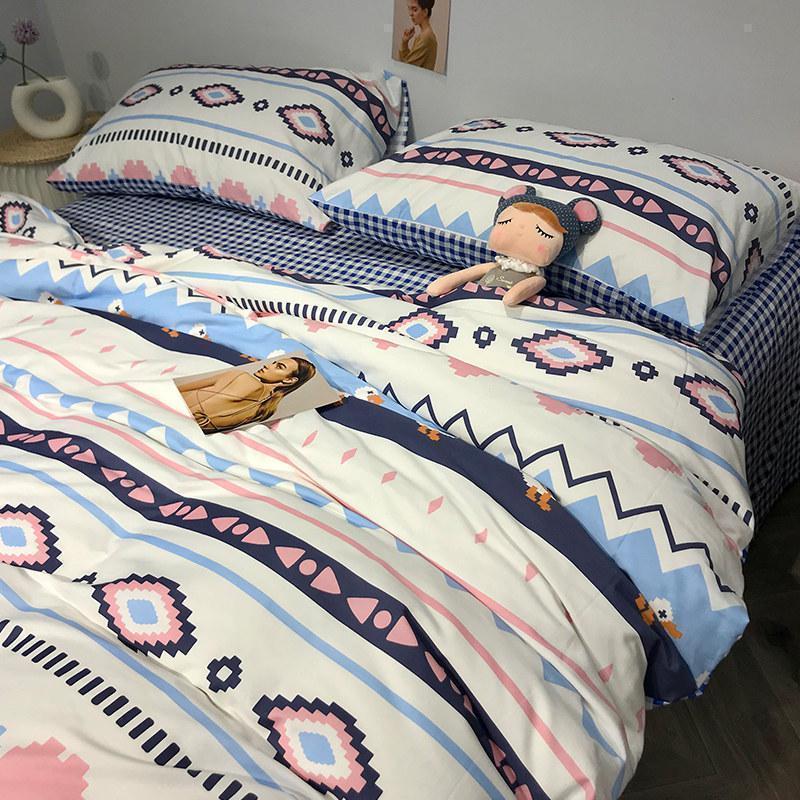 美帮汇公主风全棉床上用品床四件套100少女心田园复古全棉床单被套 麦芽糖 1.8m床【被套200*230床单230*250】四件套