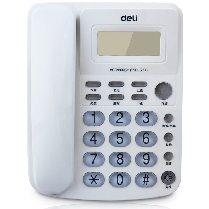 得力789来电显示办公家用电话机/固定电话/座机 时尚透明按键 耐磨不褪色高清大图