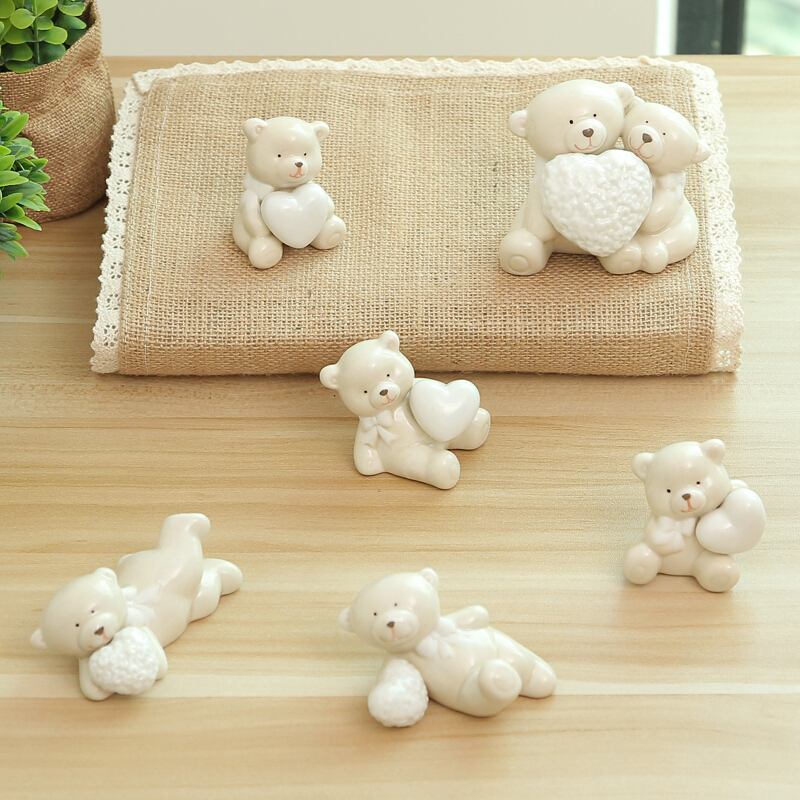 创意陶瓷工艺品卡通迷你小动物摆件家居房间装饰品摆设一套三只侧躺