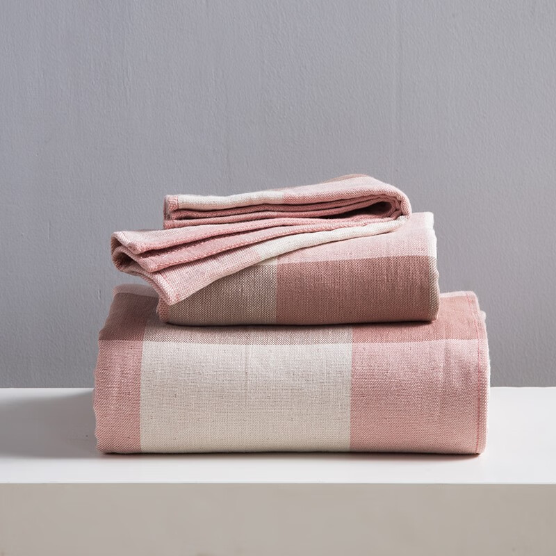 多喜爱毛巾礼盒套装纯棉格子 格调毛巾 三件套(红)