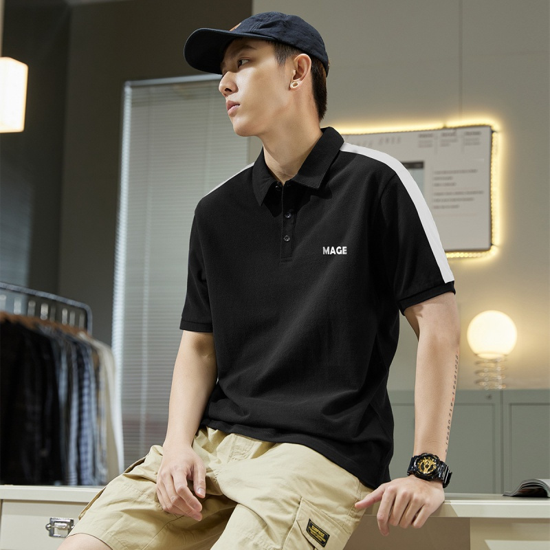 唐狮 男POLO拼接短袖男T恤短袖POLO衫运动POLO衫男短袖