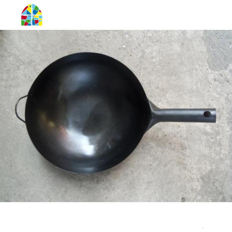 饭店专用炒锅炒勺铁锅厨师用锅炒菜锅熟铁锅 炒瓢 概不议价 FENGHOU 35cm约2.3斤+平盖