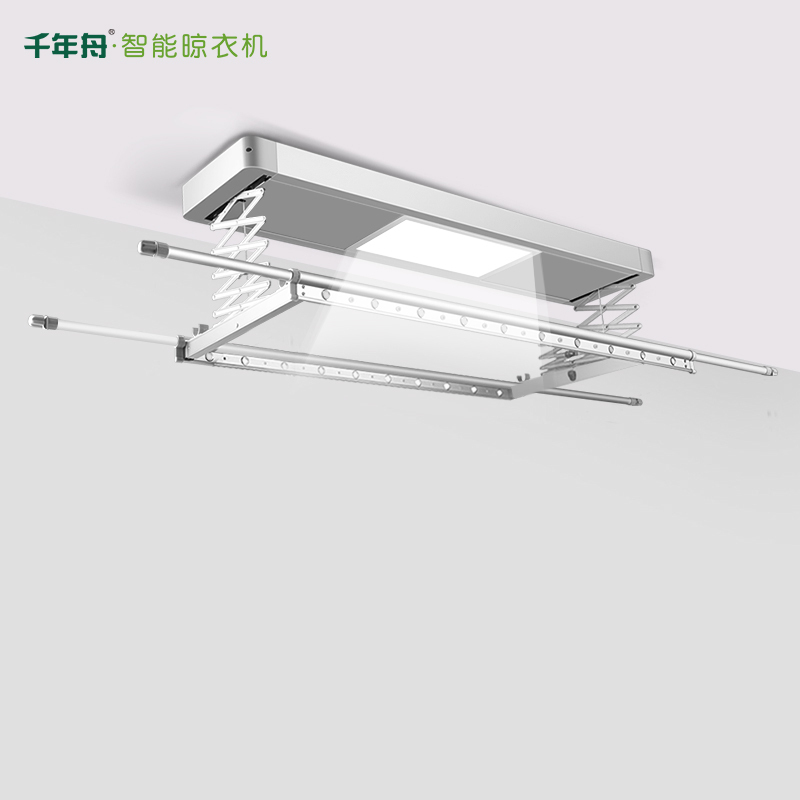 千年舟 电动晾衣架 D30-2 智能无线遥控升降阳台晾衣机(银色)照明款智能晾衣机 两杆1.2-2.4米(可伸缩)