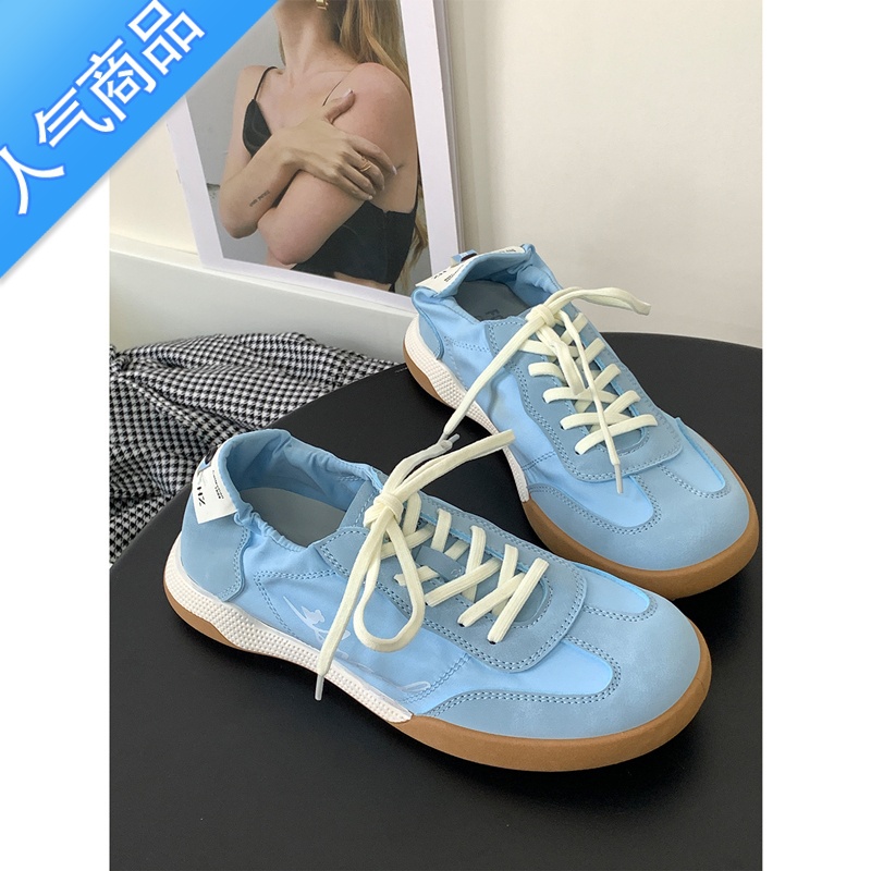 SUNTEK易少年 软底透气德训鞋女ins潮系带刺绣百搭轻便运动小白鞋2023新