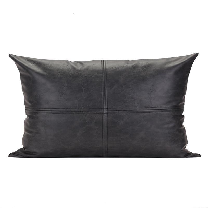 家柏饰(CORATED)北欧抱枕客厅现代皮沙发皮靠枕简约轻奢仿质靠垫定制 黑灰拼接腰枕/30X50cm 仅外套