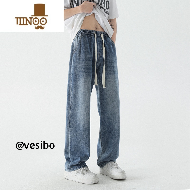 YANXU直筒牛仔裤男款美式复古高街水洗休闲裤秋季潮流宽松大码做旧裤子高清大图