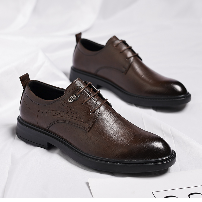 迪罗尼卡男鞋2025秋季新款男士商务正装皮鞋再生皮英伦新郎结婚鞋高清大图