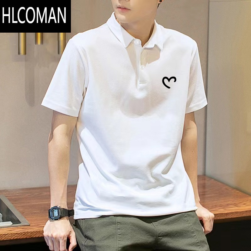 HLCOMAN简约短袖polo衫男士2025夏季潮牌男款体恤宽松休闲翻领t恤上衣胖