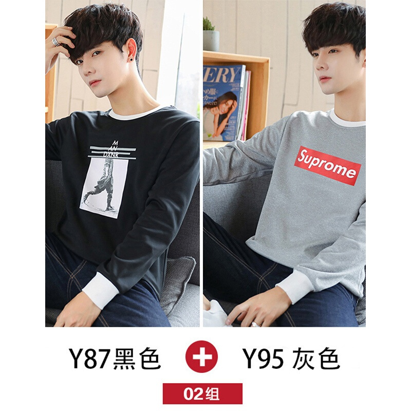 【买一送一两件99元】古仕卡特GUSSKATER卫衣男2018秋季圆领长袖T恤男上衣服韩版潮流帅气打底衫套头【GPF】