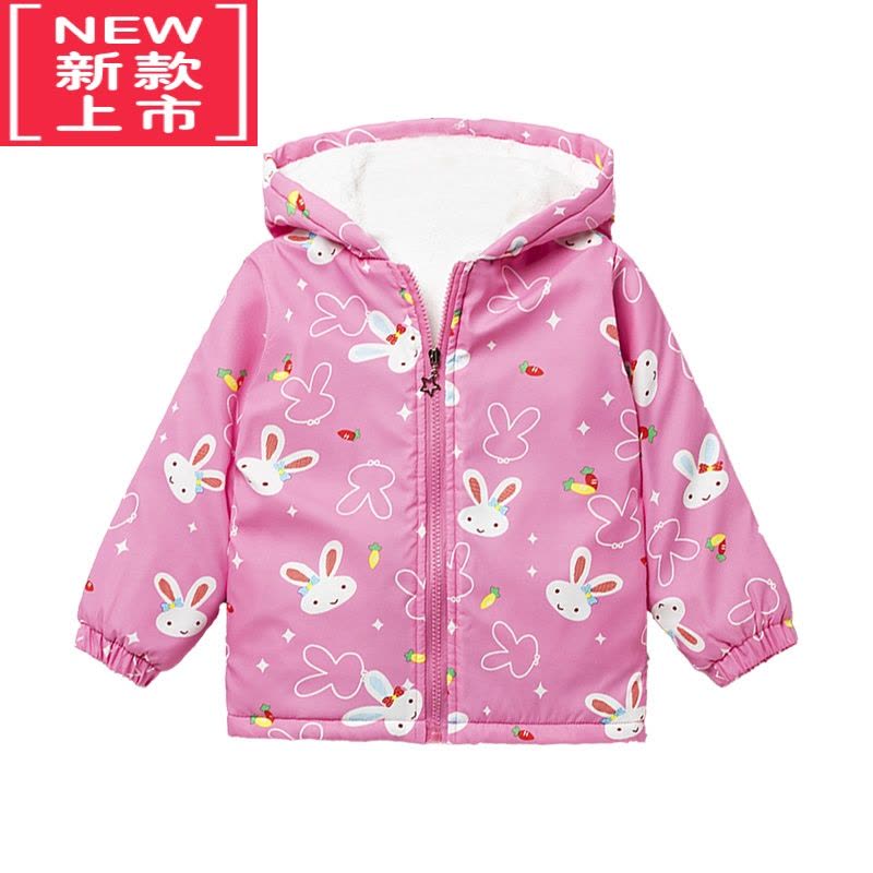 可莉允女童棉衣秋冬2022新款外套加棉加厚开衫儿童风衣宝宝夹克连帽上衣棉服图片