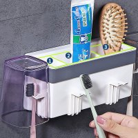 家用塑料牙刷架壁挂洗漱架牙刷筒牙刷杯牙刷置物架套装收纳架简约创意生活日用收纳用品
