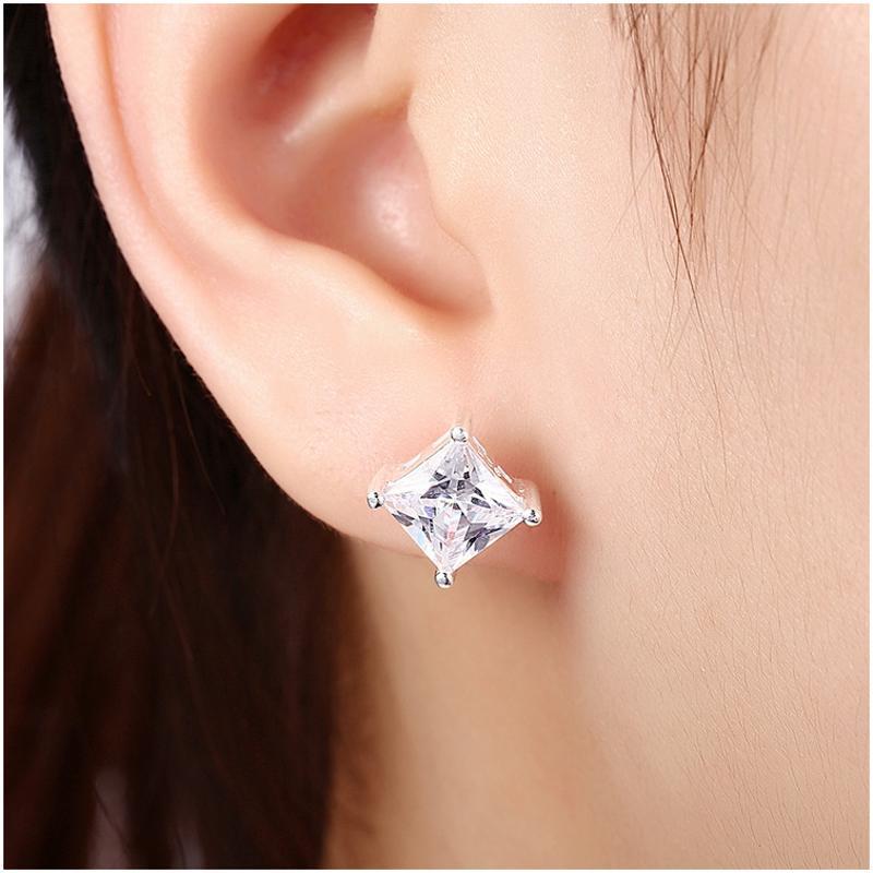 E065Silver Earrings 925纯银耳环日韩耳钉女气质百搭简约防过敏送女朋友七夕情人节礼物