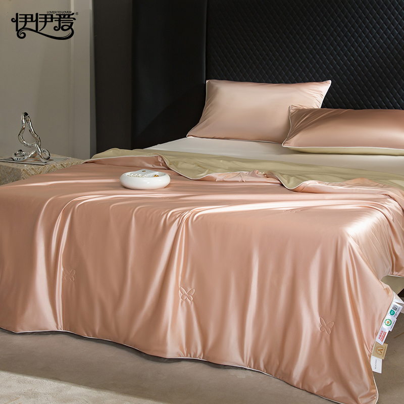 伊伊爱 水光蚕养夏被 冰莓粉+香槟黄高清大图