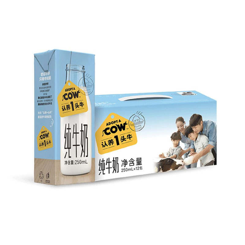 认养一头牛 纯牛奶250ml*12礼盒装四箱 新老包装随机发