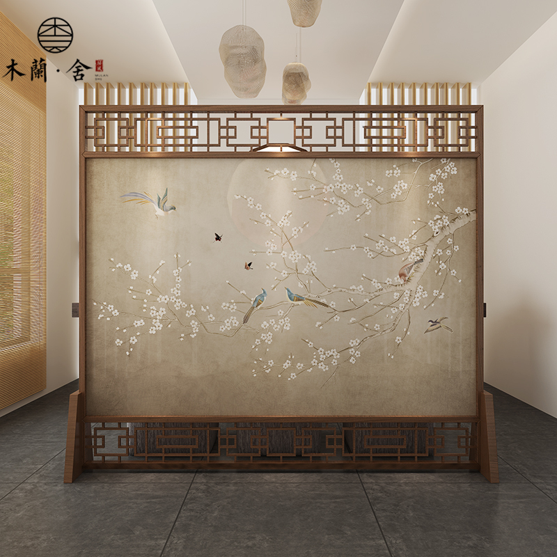 定制屏风隔断墙装饰客厅卧室办公室酒店中式实木入户玄关座屏