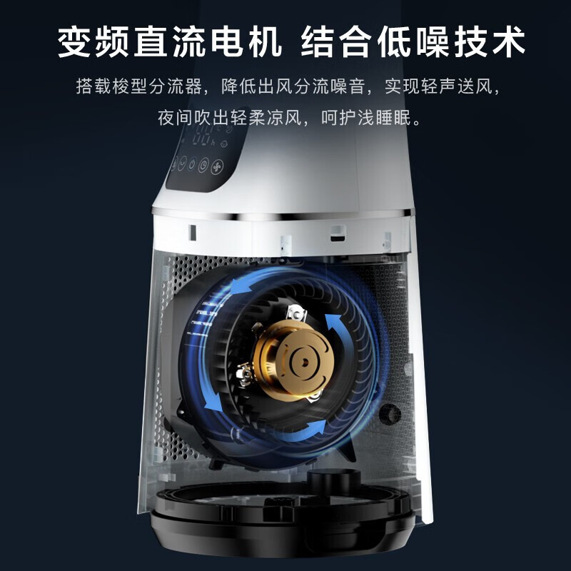 美的(Midea)AMS150E-PB智能无叶风扇 落地塔扇京东小家智能生态遥控感温家用轻音母婴扇定时风扇高清大图