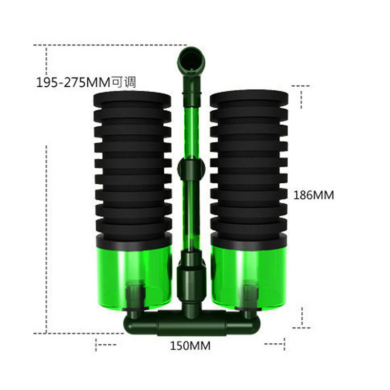 信友水妖精迷你小型双头鱼缸过滤器流化床反气举三合一吸便器高清大图