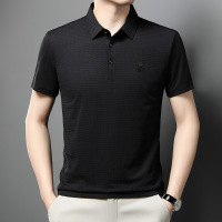 夏季男士短袖体恤衫中老年爸爸装上衣POLO男式打底衫宽松T恤衣服 4XL 黑色