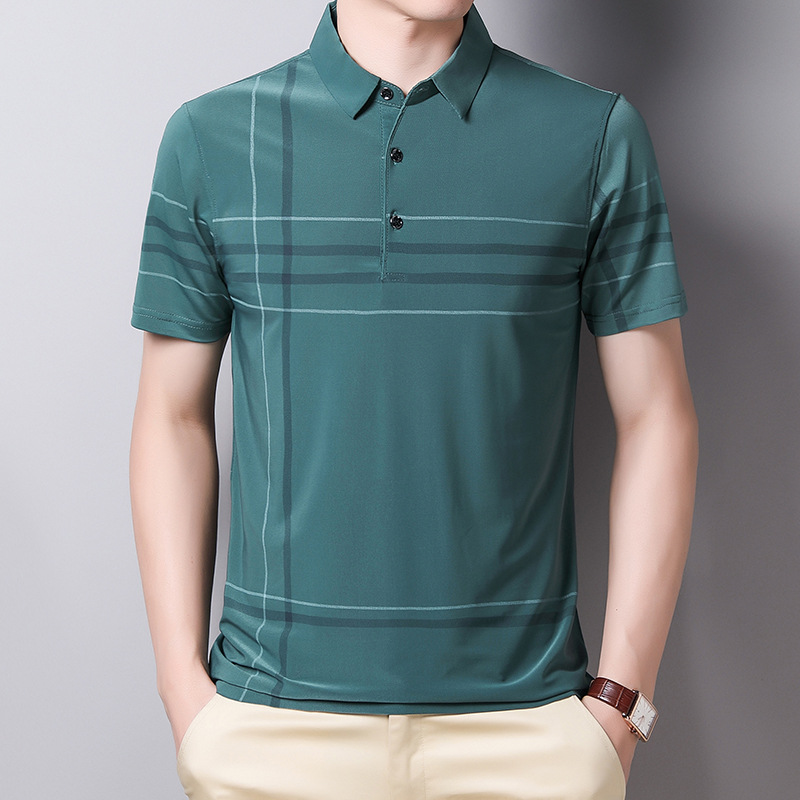 翻领冰丝polo衫男士短袖t恤男装夏季速干工作服体恤男马球衫高清大图