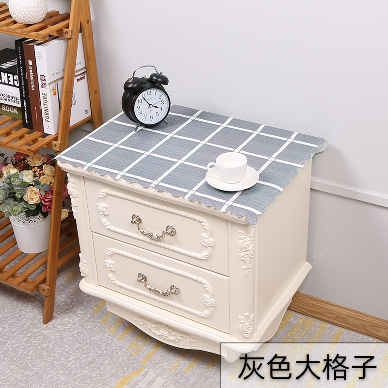 家柏饰(CORATED)床头柜盖布防水防油免洗北欧家用防尘罩套卧室床头盖巾冰箱防尘布 灰色大格子 50*50cm高清大图