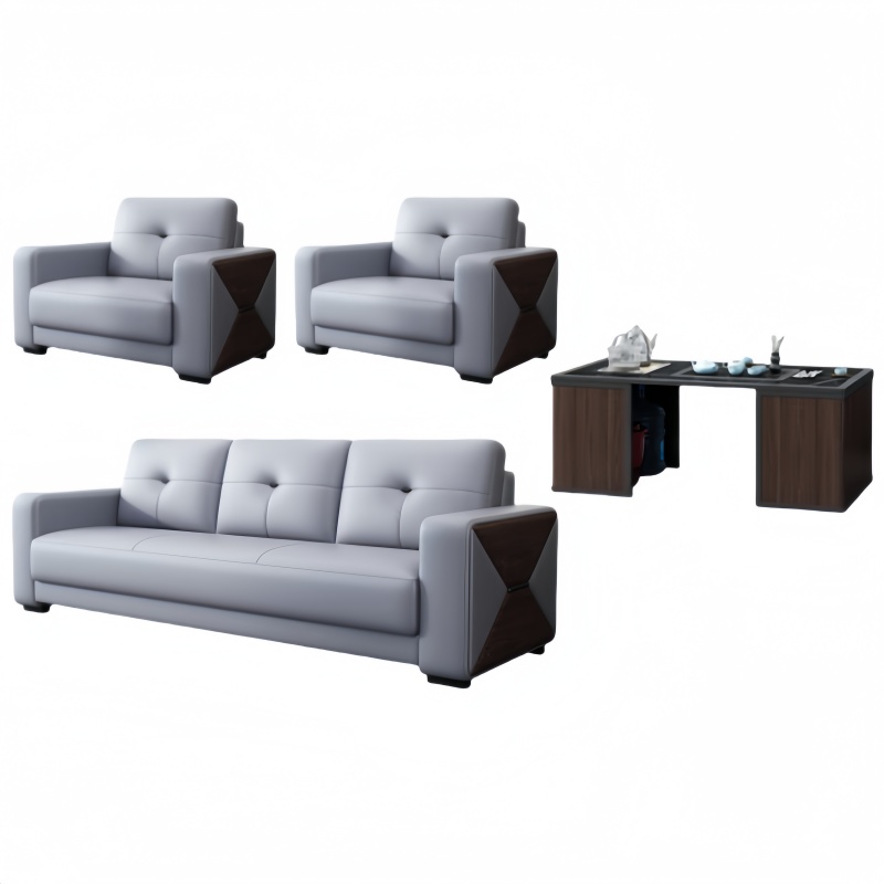 悦兴诚洽谈沙发200*85*92cm(1+1+3+岩板茶几)套高清大图