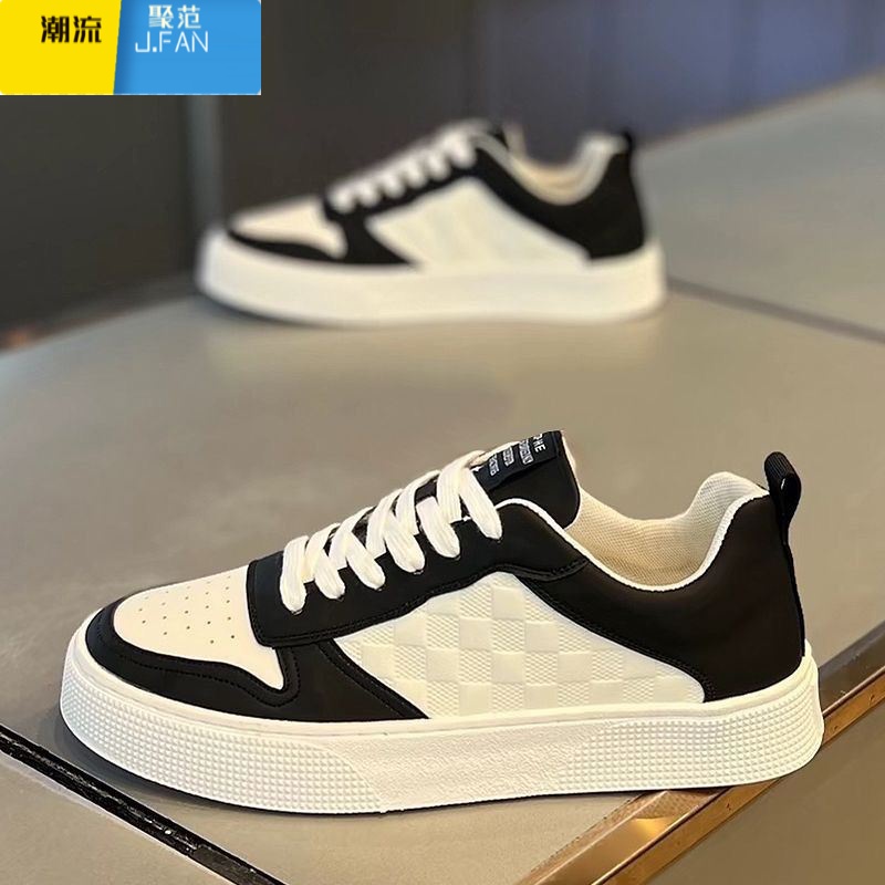 聚范男鞋新款透气学生小白鞋潮流百搭运动休闲鞋低帮潮牌板鞋男高清大图