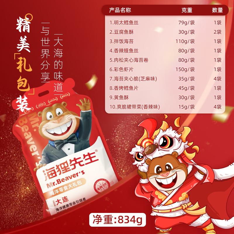 海狸先生零食大礼包834g/袋高清大图