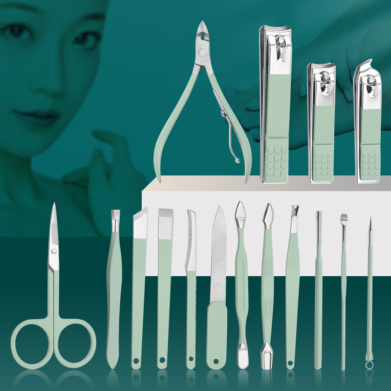 艾逸瑶选 茱莉亚马卡龙修容修甲工具17件套 GJ-8015高清大图