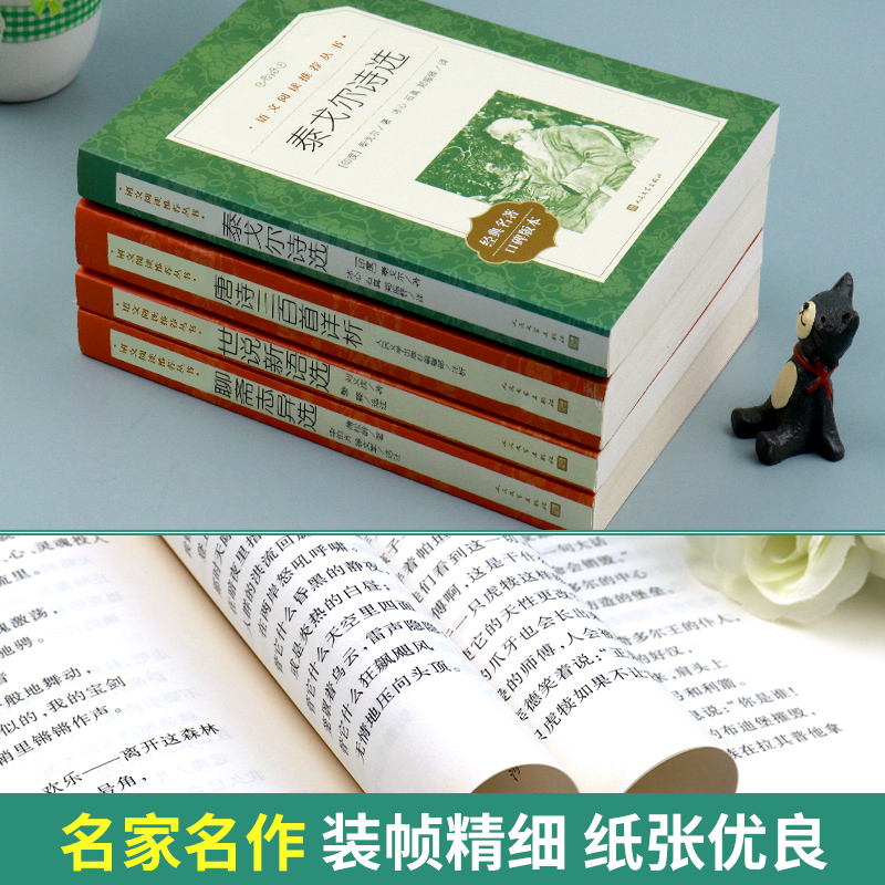 [赠考点]世说新语/唐诗/泰戈尔/聊斋共四本 [正版]赠考点泰戈尔诗选原著九年级上册必读课外书世界名著名篇初三语文阅读老高清大图
