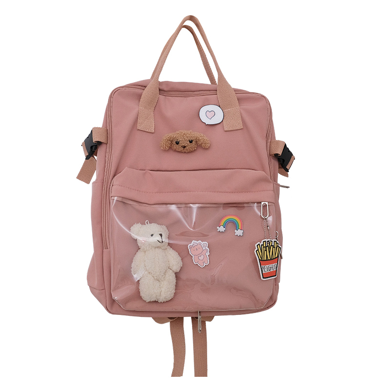 韩国ins复古软妹少女双肩包日系学院风百搭背包可爱痛包学生书包米