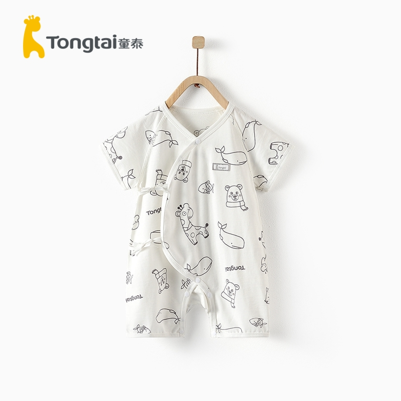 童泰(TONGTAI)夏季婴儿衣服0-6月新生儿纯棉短袖蝴蝶连体衣哈衣