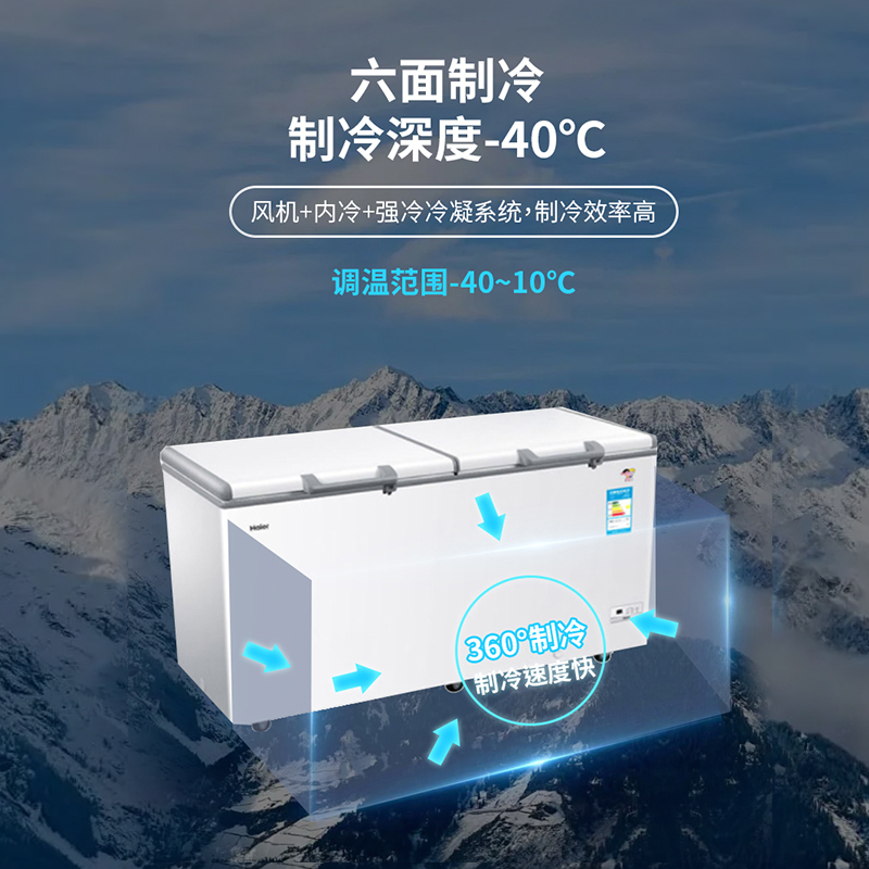 海尔haier小冰柜家用冷柜小型商用大容量保鲜冷冻两用减霜箱囤货BC/BD-519HEM