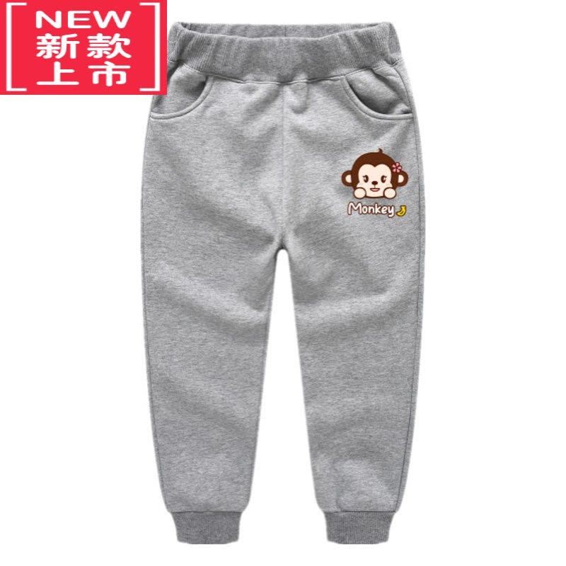 可莉允男童加绒加厚裤子春装2022新款儿童运动裤韩版潮小童保暖卡通3岁6保暖裤图片