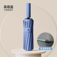旭晴16骨双龙骨一键开合加大伞面黑胶晴雨伞 雾霾蓝