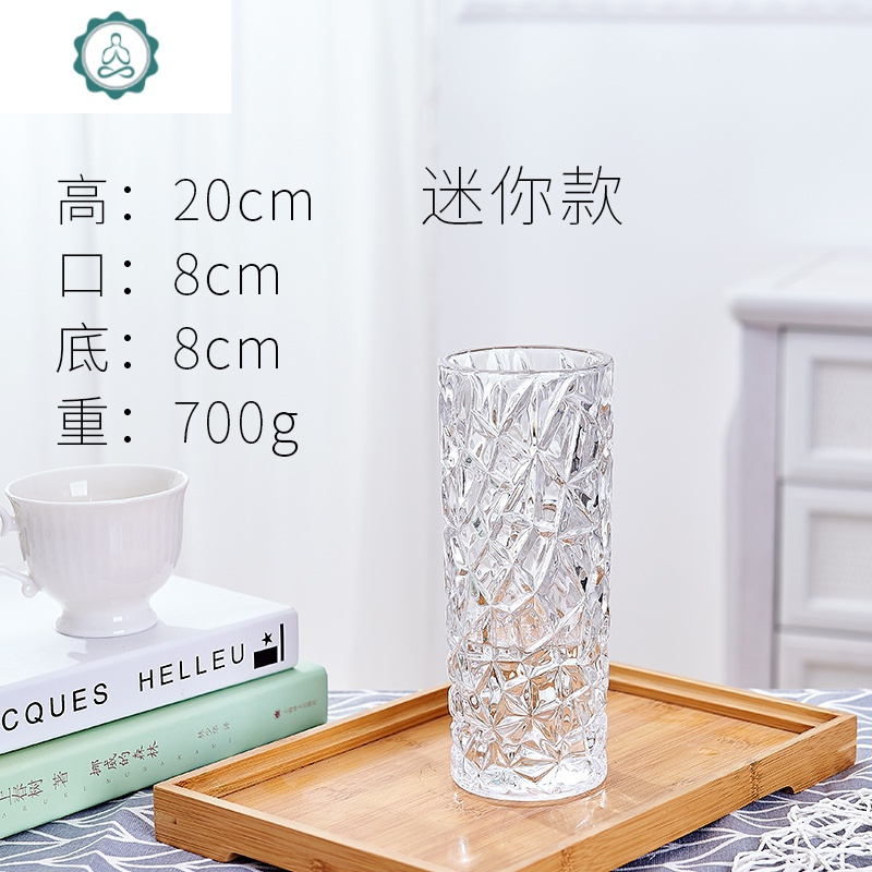 加厚花瓶玻璃透明水养富贵竹玫瑰百合干花插花摆件大号客厅北欧瓶 封后 30直筒郁金香[加厚加重]