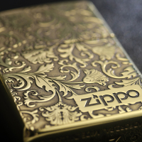 之宝Zippo防风打火机 新款加厚盔甲纯铜双面浮雕唐草富贵花深雕吉祥牡丹花