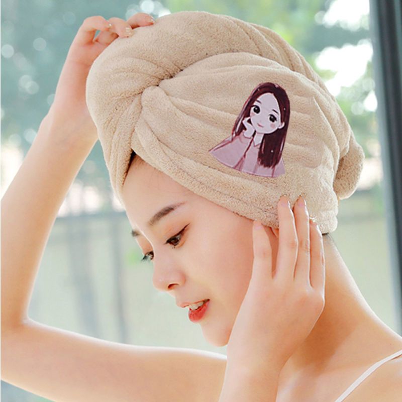 [双层加厚]浴帽干发帽珊瑚绒超强吸水洗澡女长发成人浴帽干发帽 少女