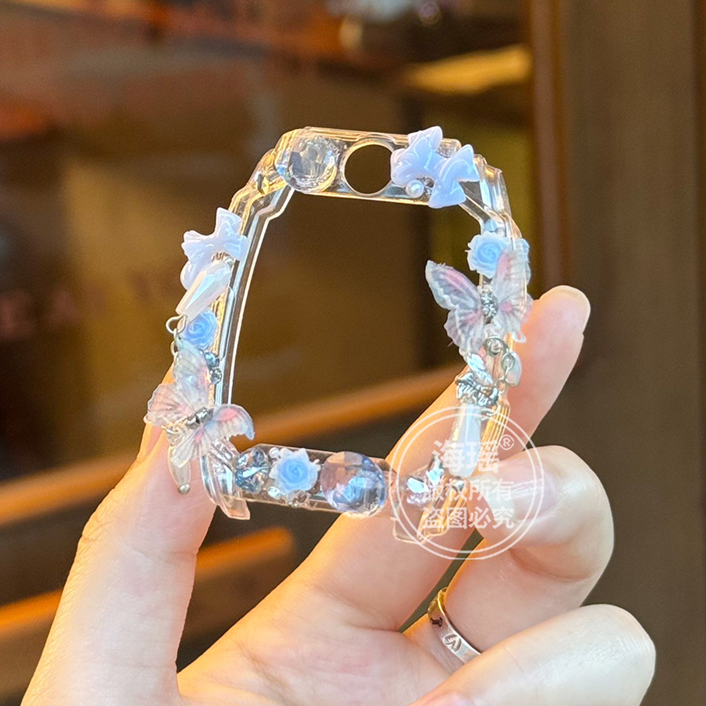 蝴蝶猫耳适用于小天才手表表带z11/z10/z9编织z8/z7保护套z6pro/d3儿童磁吸透气腕带配件秋冬款3139g 幽兰壳 9