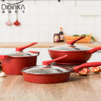 迪迪尼卡（Didinika）锅具套装2件套麦饭石炒锅不粘锅平底锅煎锅家用厨房组合套装