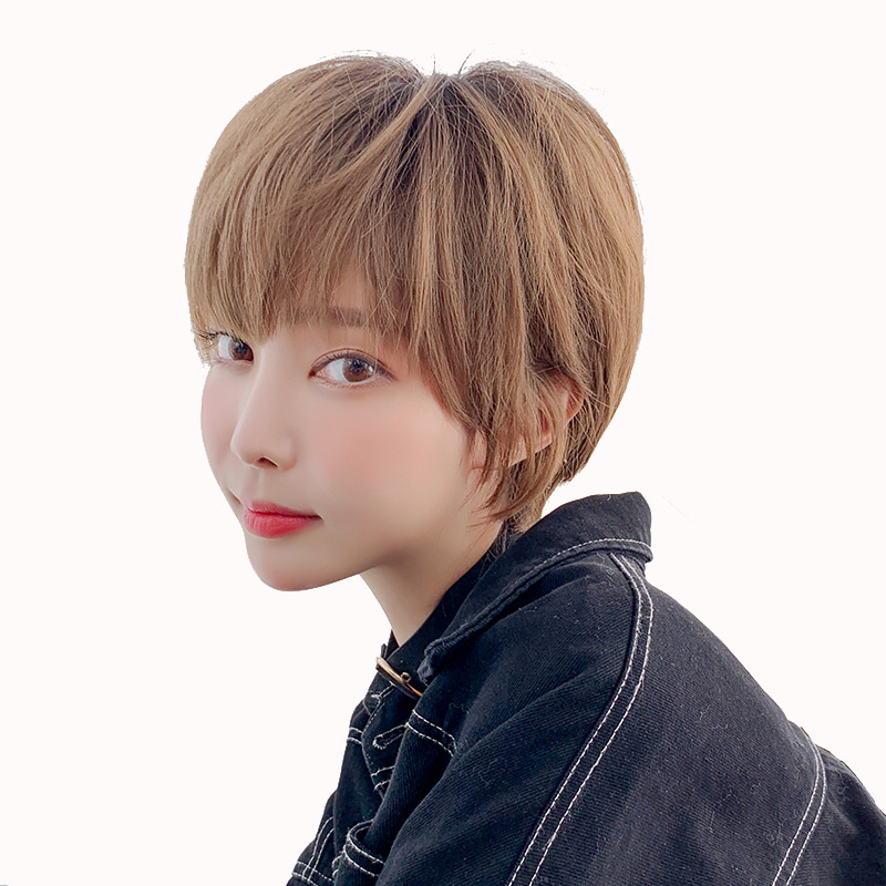 假发女短发中性韩版波波头假发头套女bobo头时尚假发冷棕色28cm