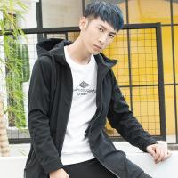 赛琪(SAIQI)男士运动风衣2018年秋季男款运动外套跑步防风薄款紧身型连帽锦纶长款斜拉链门襟九分袖228553