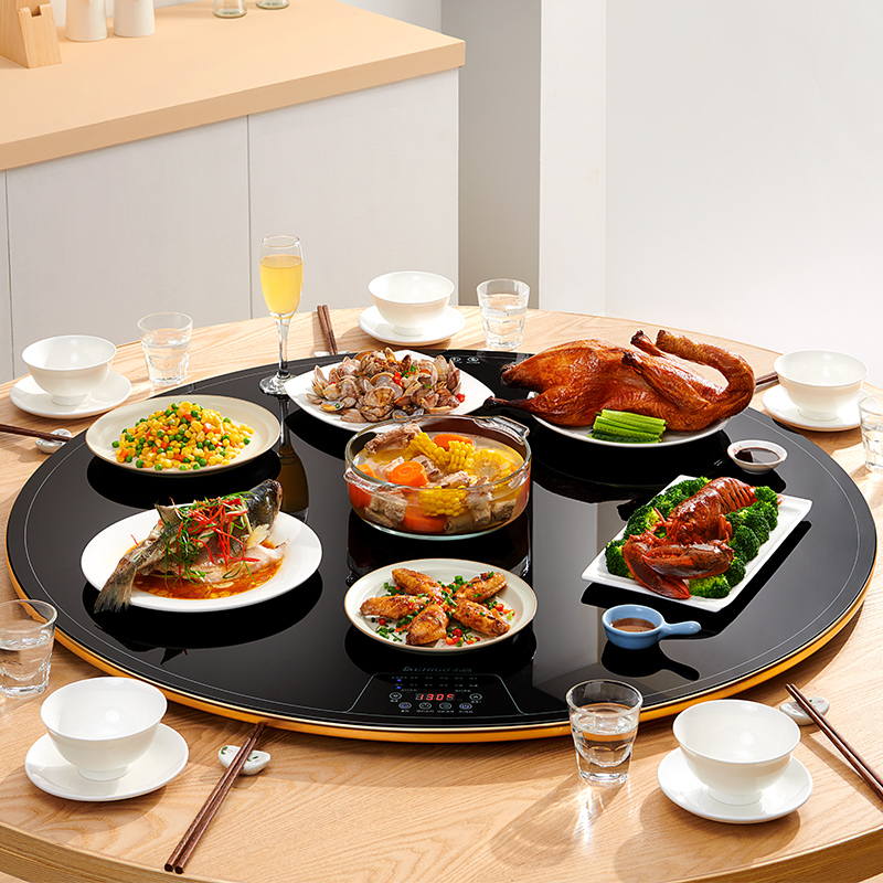 志高(CHIGO)暖菜板家用饭菜保温板恒温全桌火锅智能恒温 触控旋转热菜神器餐桌冷菜速热ZG-DCL90-22(黑色)高清大图