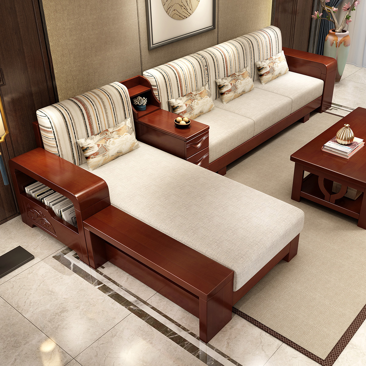 全实木转角沙发