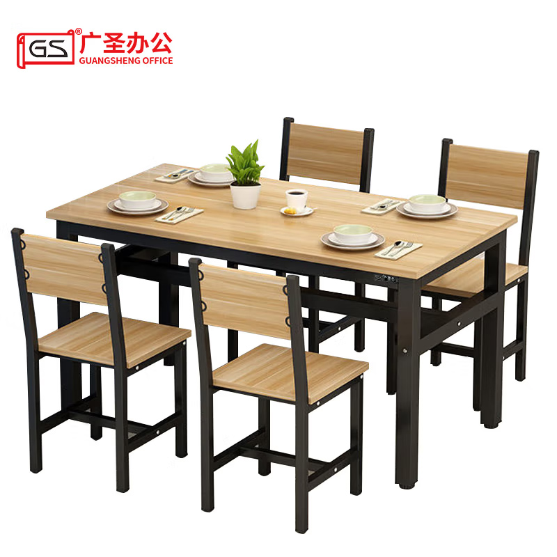 GS广圣 餐桌方餐桌食堂餐桌椅1.2米1桌4椅加厚 CB1812 套高清大图