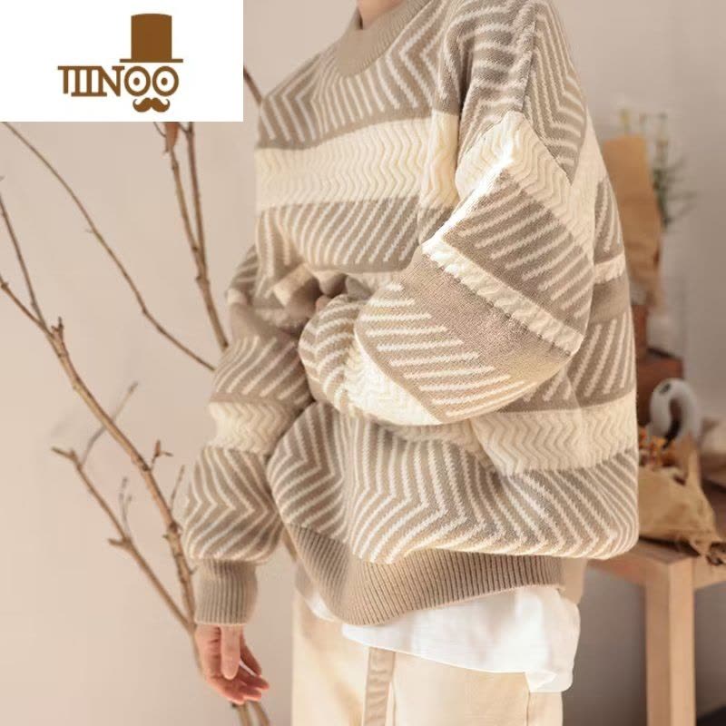 YANXU加厚毛衣男韩版潮流宽松日系针织衫冬季ins港风慵懒线衣外套图片